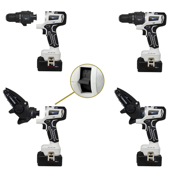 PowerMax Pro Kit 10 em 1 - Parafusadeira Furadeira Lixadeira Serra Martelete Elétrico Espatulas
