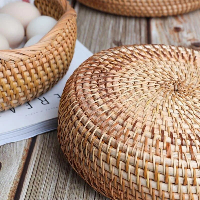 Cesta Organizadora de Vime em Rattan Feita à Mão
