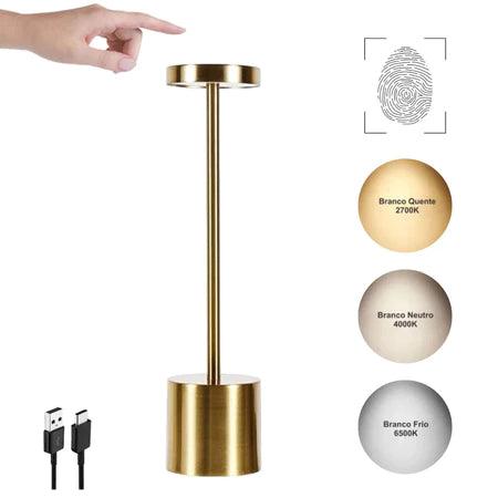 Luminária de Mesa Sem Fio | Bateria Recarregável e Iluminação Ajustável Abajur