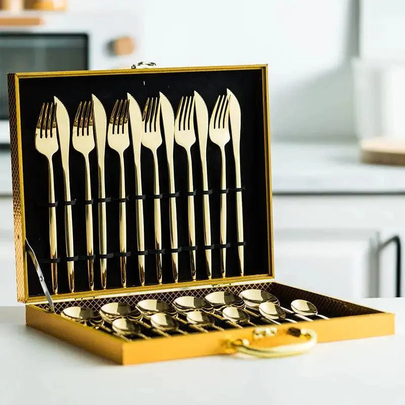 Jogo de Talheres de Aço Inox 24 Peças com Maleta
