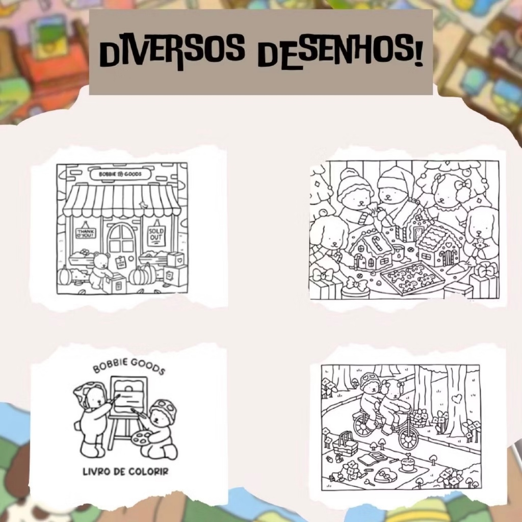 Kit Livro de Colorir Bobbie Goods Capa Dura + Canetinhas Dupla Ponta