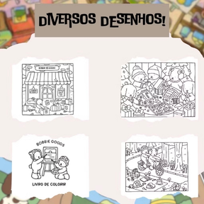 Kit Livro de Colorir Bobbie Goods Capa Dura + Canetinhas Dupla Ponta
