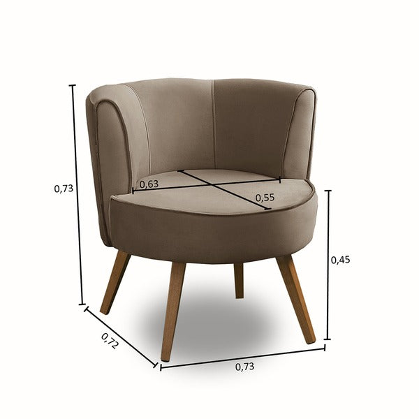 Kit conjunto 2 Poltronas Suede Marrom Estrutura de Madeira e Espuma D-26/D-20
