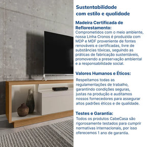Rack para TV até 75 Polegadas 3 Portas 218cm Fita de LED