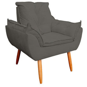 Kit 02 Poltronas Opala em Tecido Grafite com Pés Palito |Promoção| Delliriun