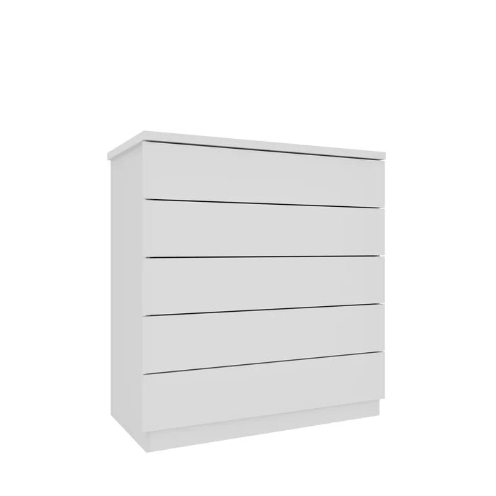Cômoda 5 Gavetas 86cm Premium Branco/Neve | Frete Grátis