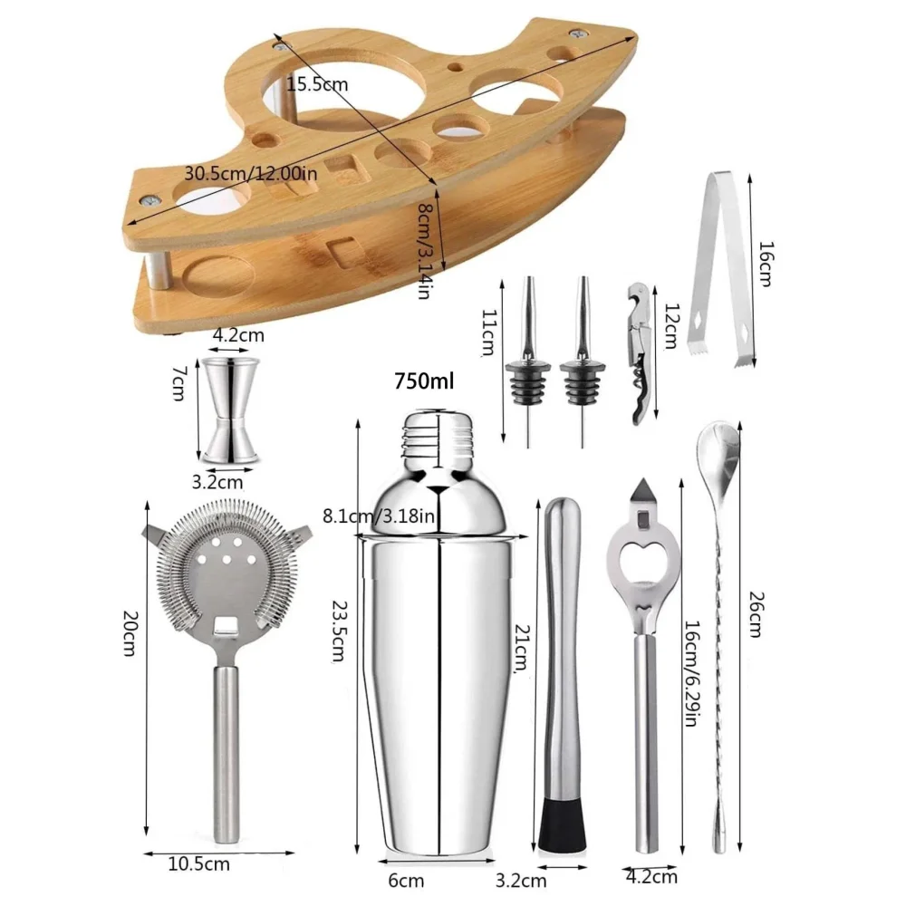 Kit Bartender de Aço Inoxidável com Shaker e Ferramentas Dellirium