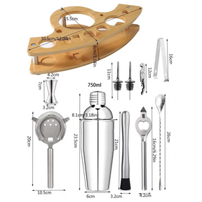 Kit Bartender de Aço Inoxidável com Shaker e Ferramentas Dellirium