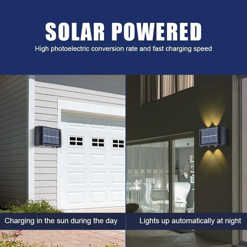 4 Led para Cima e para Baixo Luz de Parede à Prova D'água Movida a Energia Solar Facil Instalaçāo