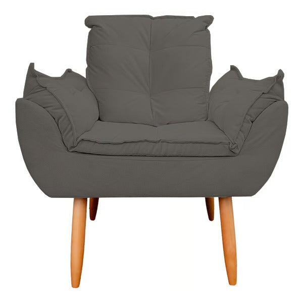 Kit 02 Poltronas Opala em Tecido Grafite com Pés Palito |Promoção| Delliriun