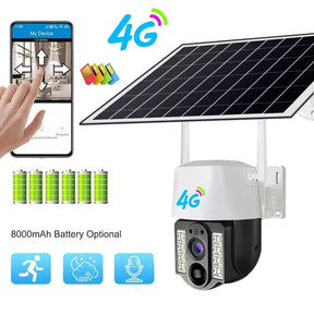 Câmera De Segurança Suporta Chip 4 G Com Painel Solar à Prova D'água IP66